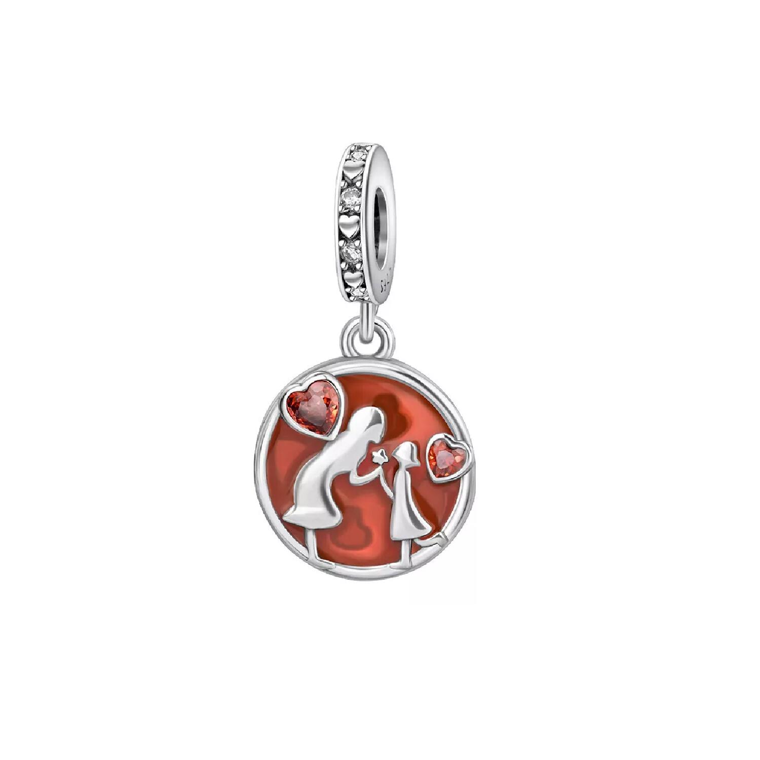 Charm Amor Mamá Hija y Corazones En Plata 925