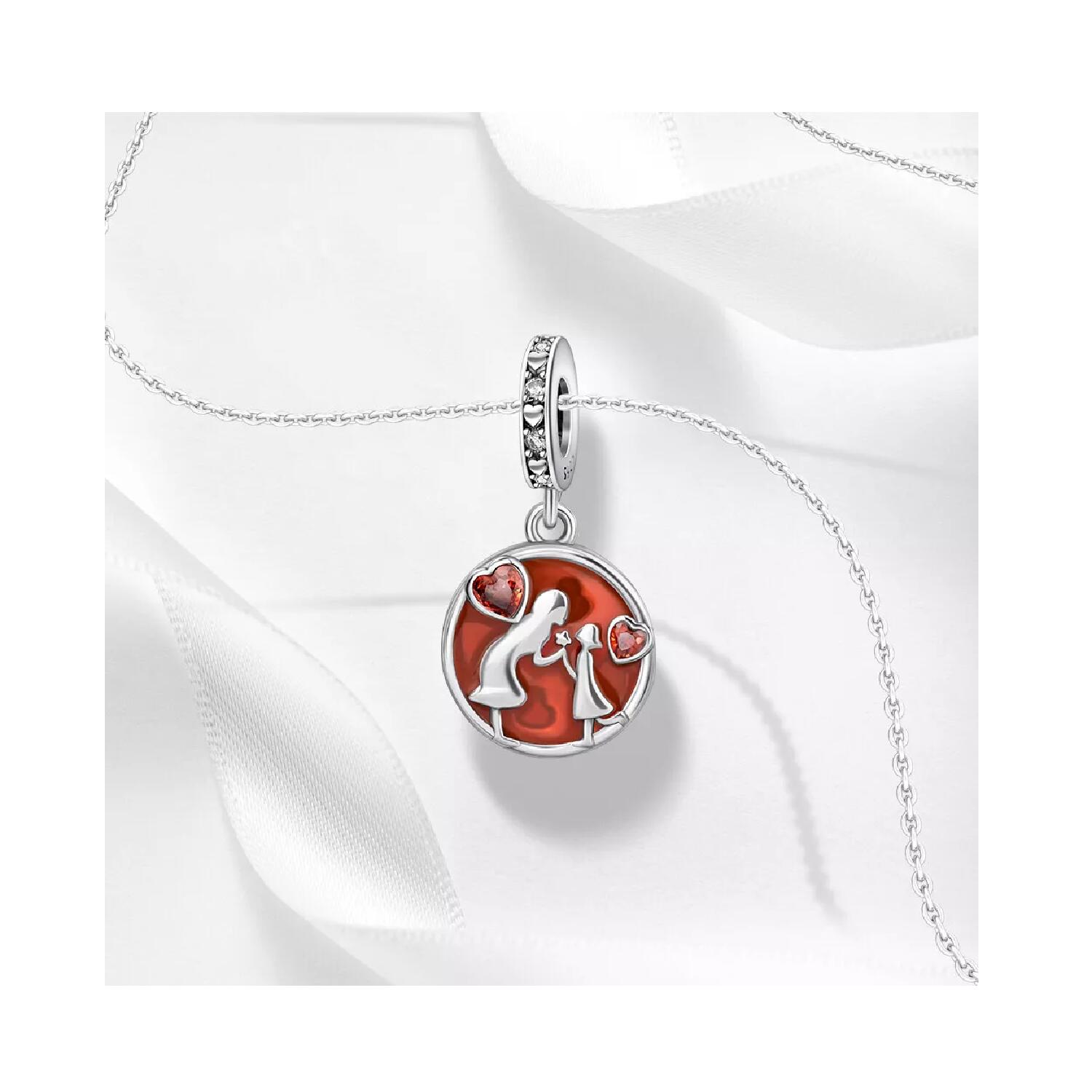 Charm Amor Mamá Hija y Corazones En Plata 925 - Imagen 3