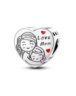 Charm Corazón Amor Mamá e Hija En Plata 925