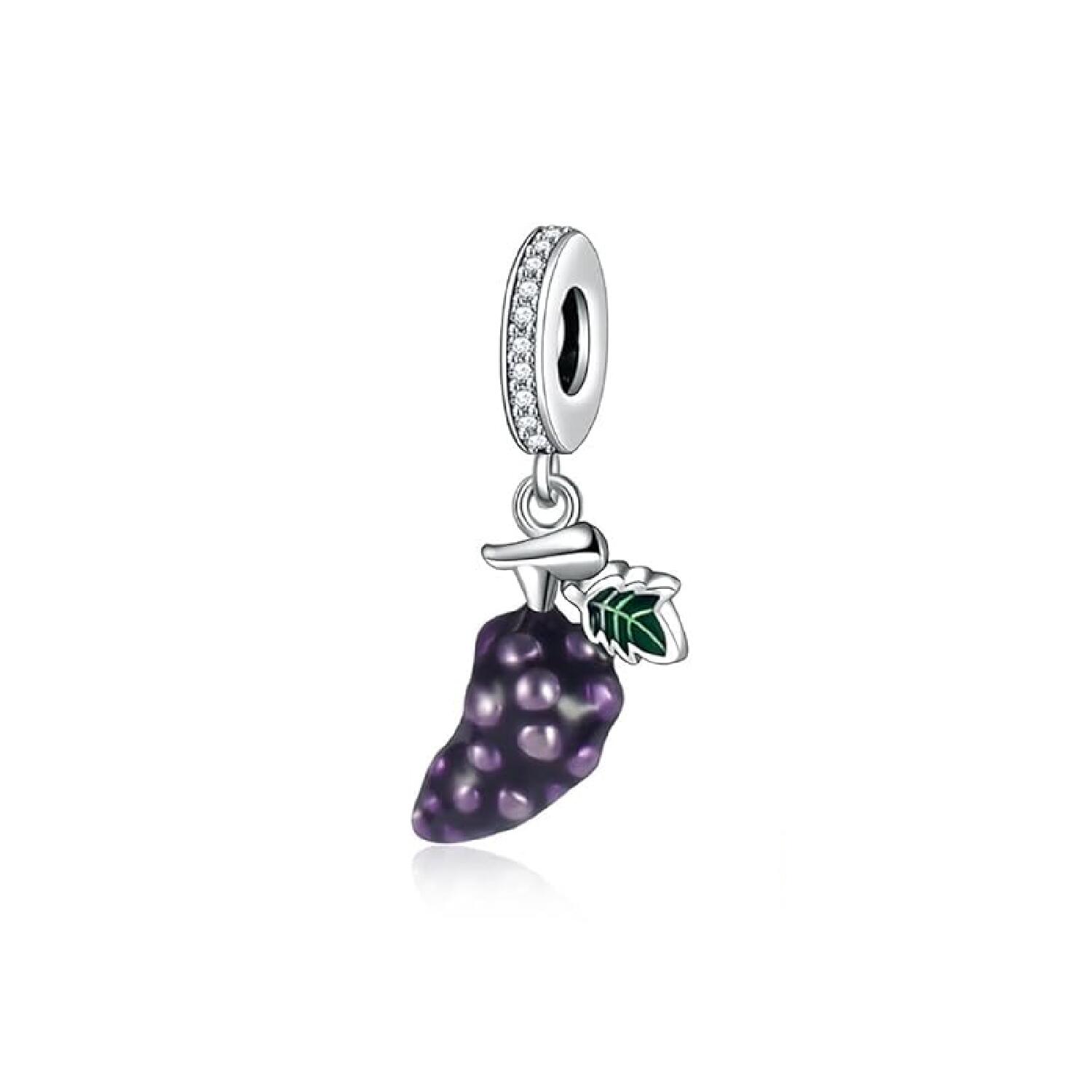 Charm Racimo de Uva Morada En Plata 925