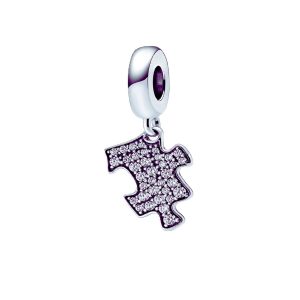 Charm Pieza Puzzle Circones Brillantes En Plata 925