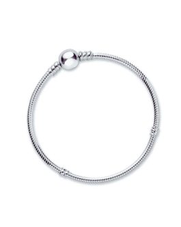 Pulsera Broche Bola Brillante En Plata 925