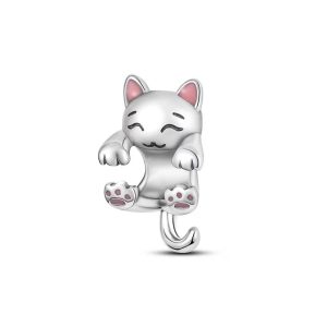 Charm Gatito Perezoso Colgante En Plata 925