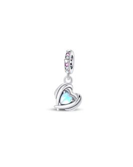 Charm Corazón de Cristal Luminoso En Plata 925