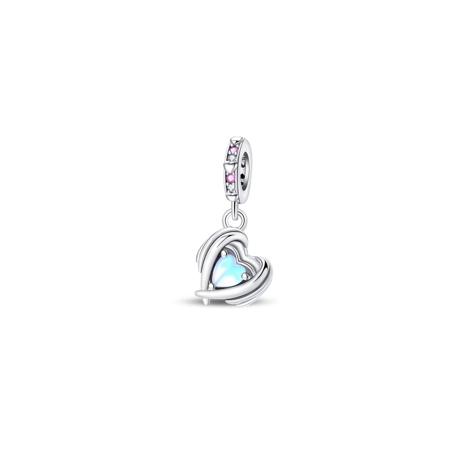 Charm Corazón de Cristal Luminoso En Plata 925