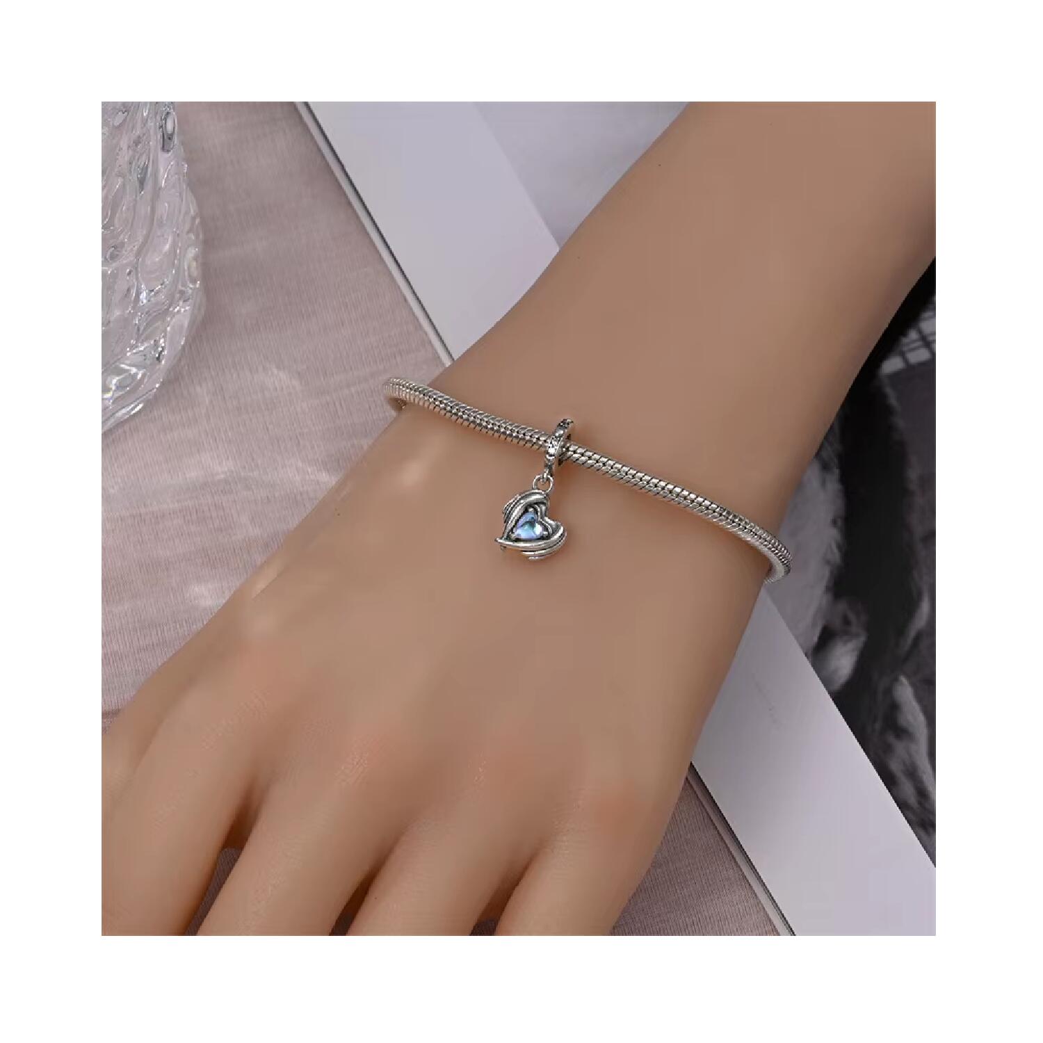 Charm Corazón de Cristal Luminoso En Plata 925 - Imagen 4