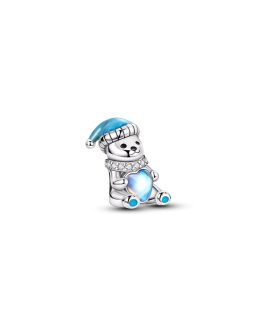 Charm Oso Polar con Gorro y Corazón En Plata 925