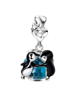 Charm Pareja De Pingüinos Enamorados en Plata 925