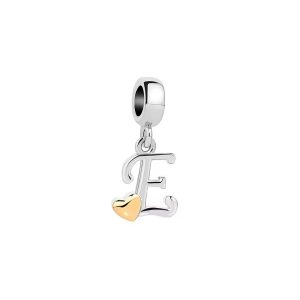 Charm Letras Abecedario y Corazón Dorado En Plata 925