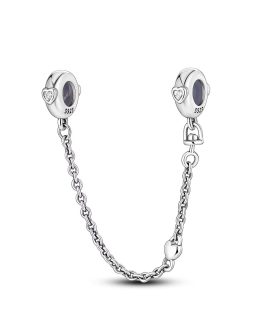 Charm Cadena de Seguridad Corazones En Plata 925