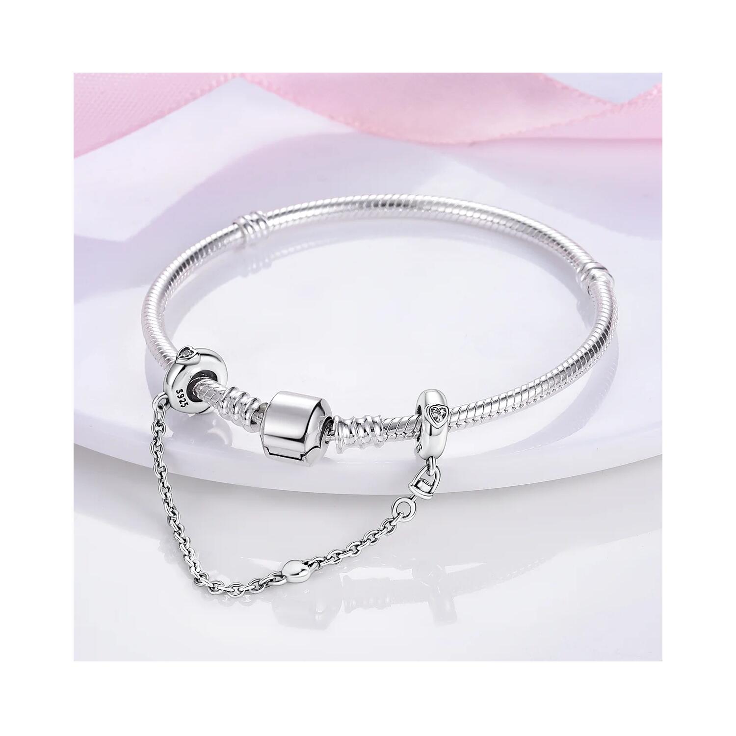 Charm Cadena de Seguridad Corazones En Plata 925 - Imagen 2