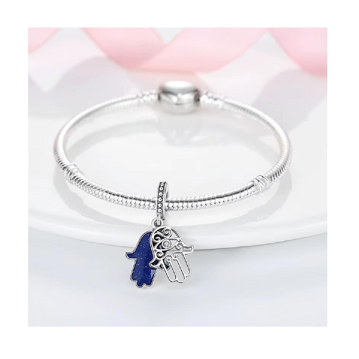 Charm Mano de Fátima Protectora En Plata 925 - Imagen 2