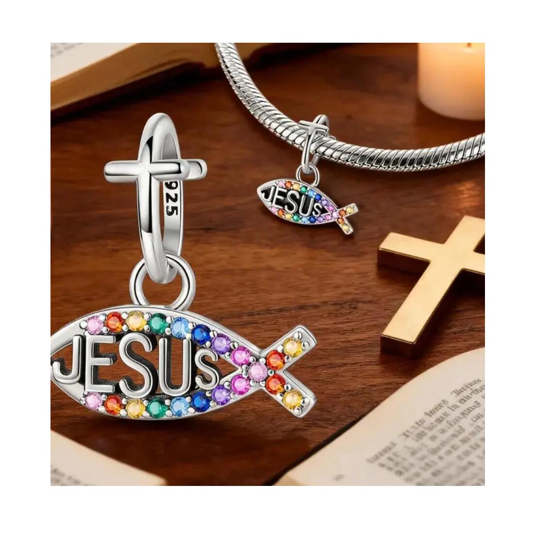 Charm I Love Jesus (amor Por Jesus) En Plata 925 - Imagen 4