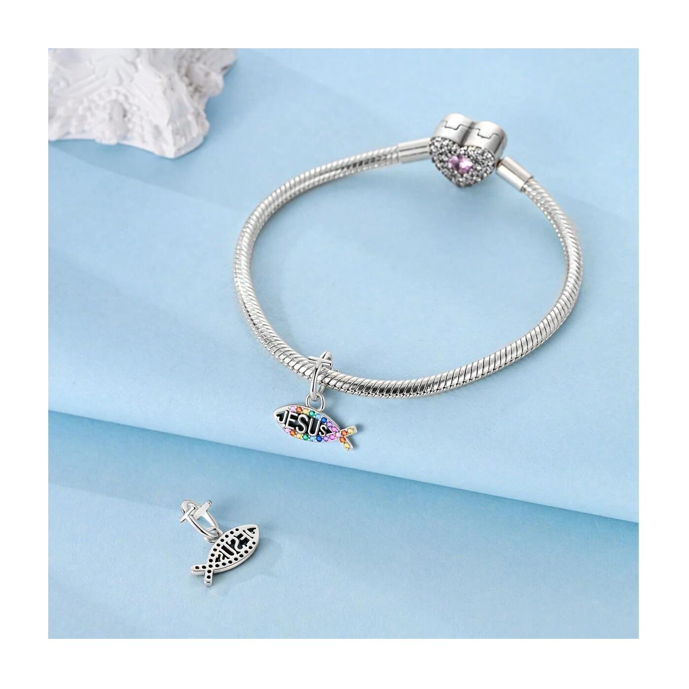 Charm I Love Jesus (amor Por Jesus) En Plata 925 - Imagen 3