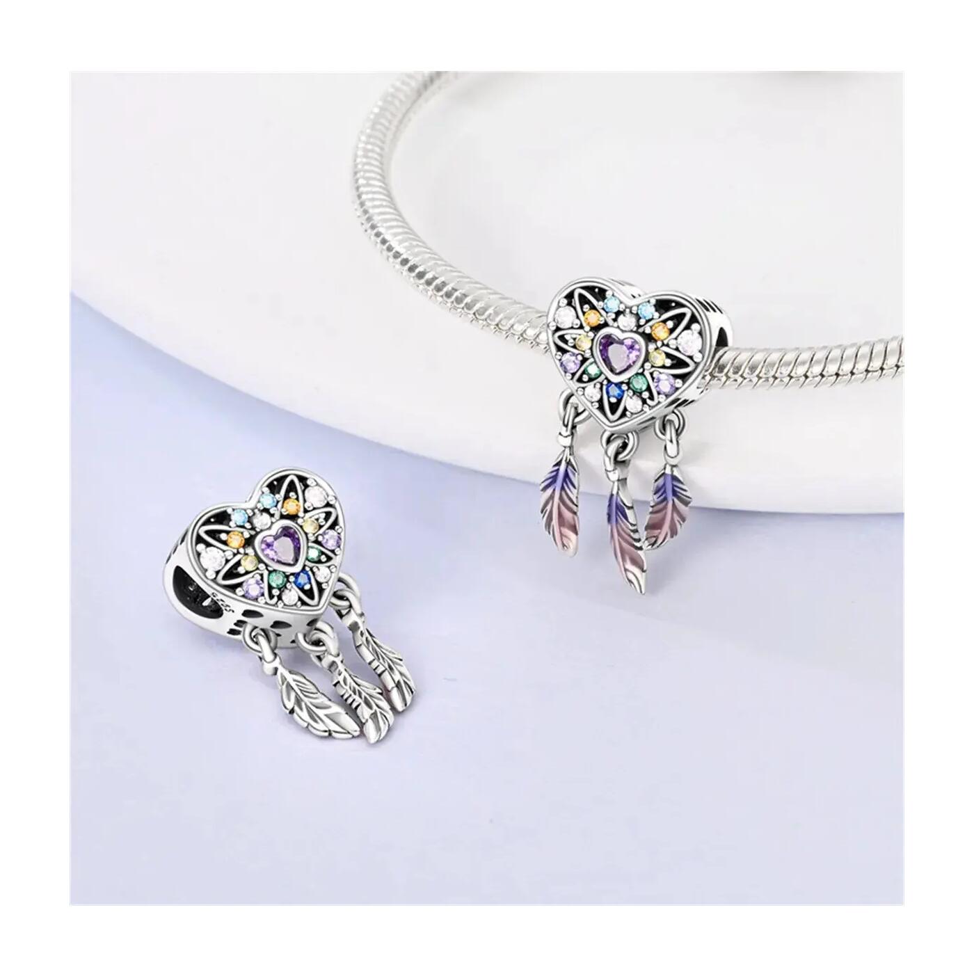 Charm Corazón Atrapasueños En Plata 925 - Imagen 2