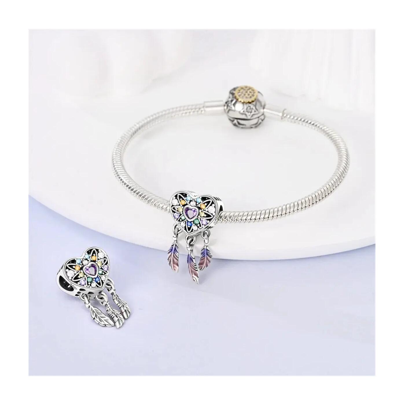 Charm Corazón Atrapasueños En Plata 925 - Imagen 3