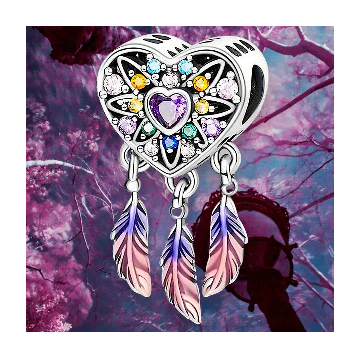 Charm Corazón Atrapasueños En Plata 925 - Imagen 4
