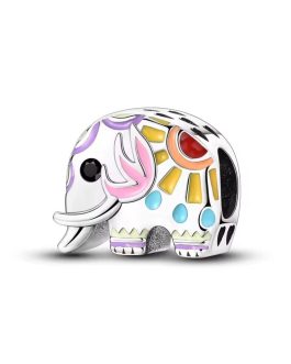 Charm Elefante Colorido de la Suerte En Plata 925