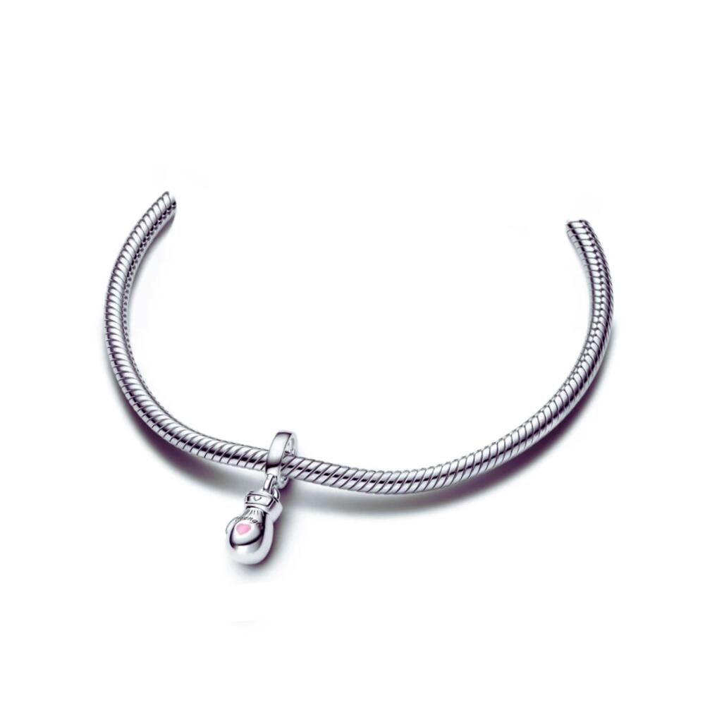 Charm Guante De Boxeo Corazón Rosa en Plata 925 - Imagen 3