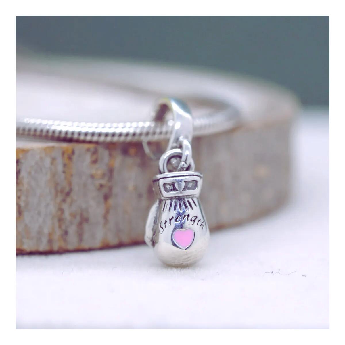 Charm Guante De Boxeo Corazón Rosa en Plata 925 - Imagen 4