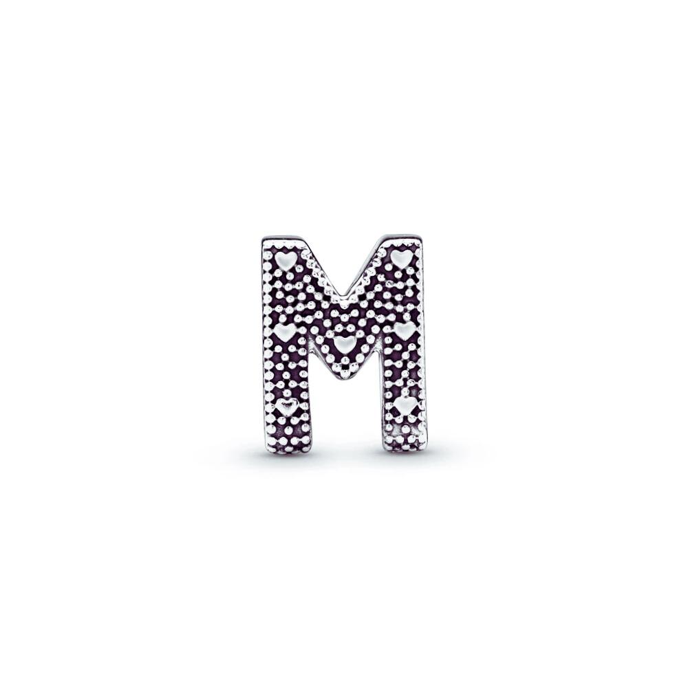 Charm Letra M Con Corazones en Plata 925 - Imagen 4