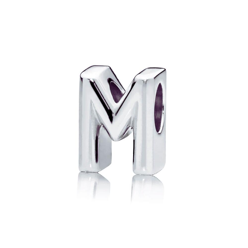 Charm Letra M Con Corazones en Plata 925 - Imagen 2