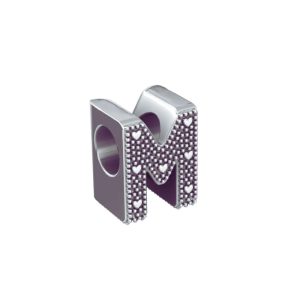 Charm Letra M Con Corazones en Plata 925