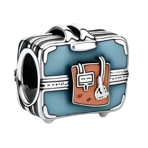 Charm Maleta de Viaje Celeste En Plata 925