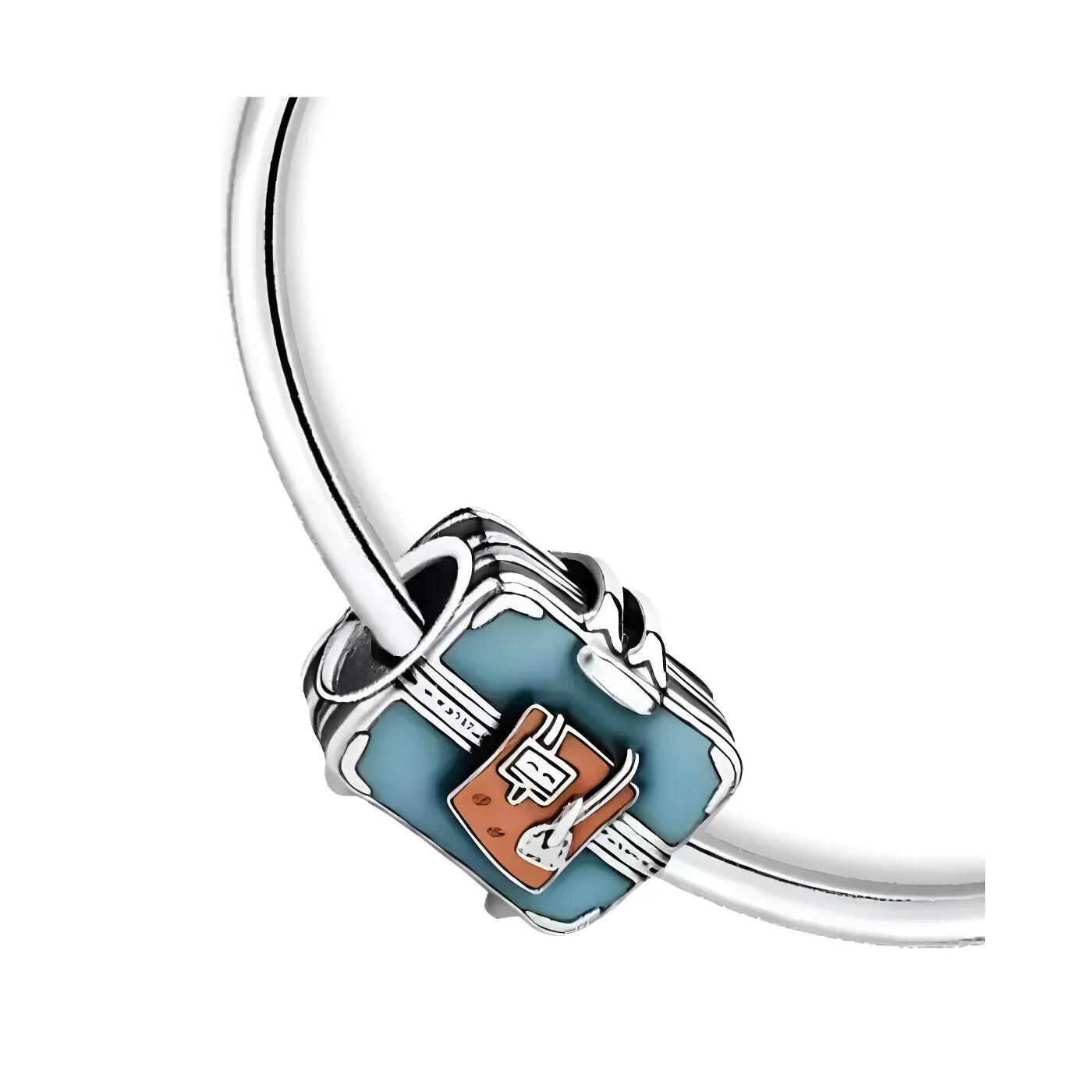 Charm Maleta de Viaje Celeste En Plata 925 - Imagen 4