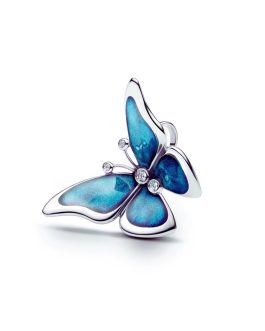 Charm Mariposa Azul Mágica En Plata 925