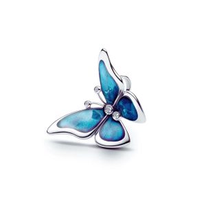 Charm Mariposa Azul Mágica En Plata 925