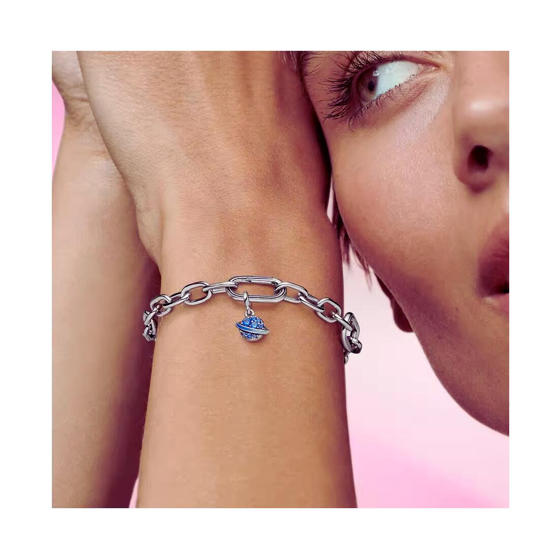 Charm Mini Planeta Circones Azules en Plata 925 - Imagen 4