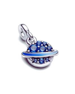 Charm Mini Planeta Circones Azules en Plata 925