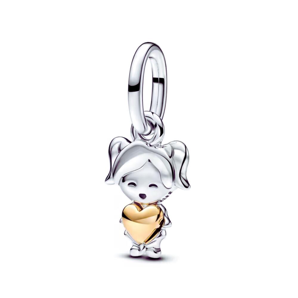 Charm Dulce Niña Y Corazón en Plata 925 - Imagen 2