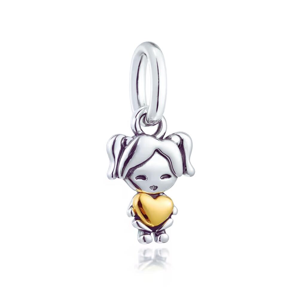 Charm Dulce Niña Y Corazón en Plata 925