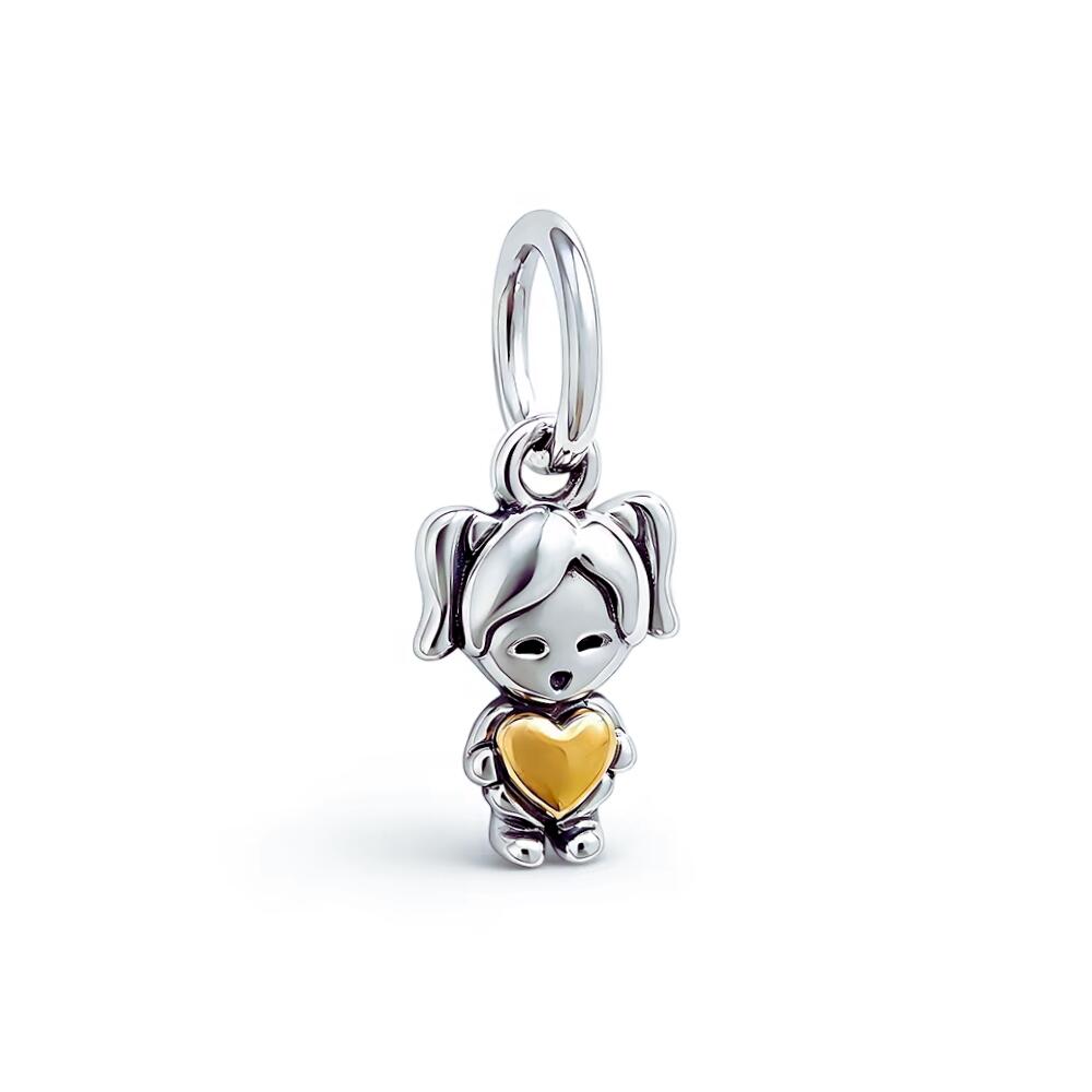 Charm Dulce Niña Y Corazón en Plata 925 - Imagen 4