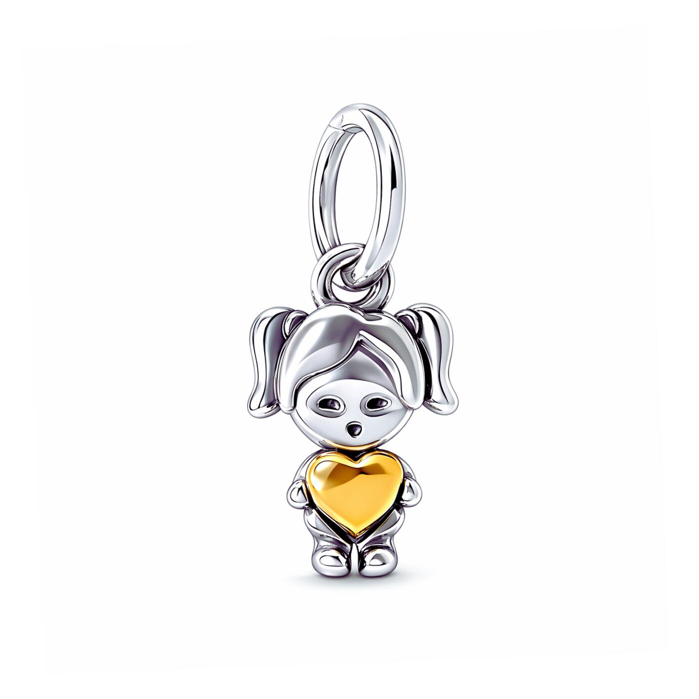 Charm Dulce Niña Y Corazón en Plata 925 - Imagen 5