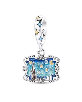 Charm Pintura Noche Estrellada en Plata 925