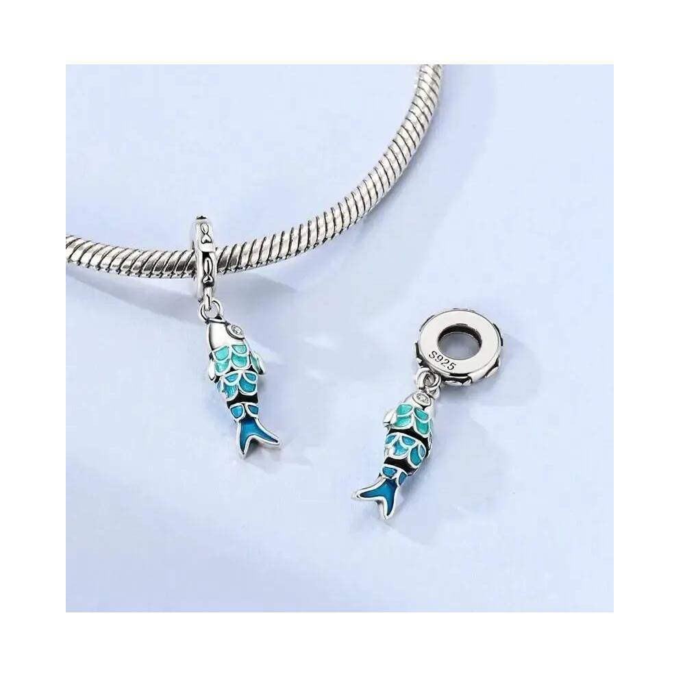 Charm Pez con Escamas Coloridas En Plata 925 - Imagen 2