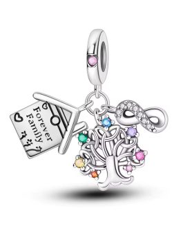 Charm Triple Familia Infinita en Plata 925