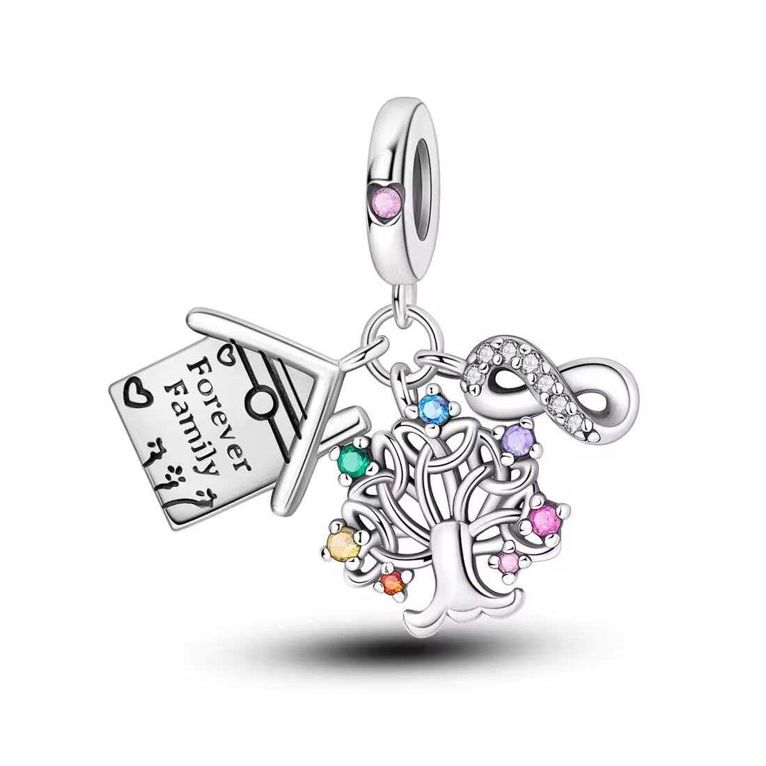 Charm Triple Familia Infinita en Plata 925