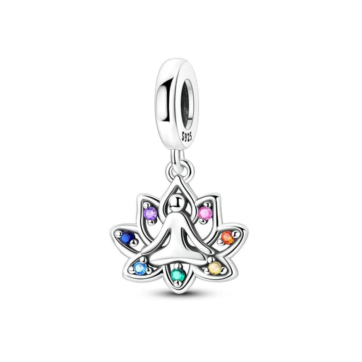 Charm Yoga Y Siete Chakras Espiritual en Plata 925