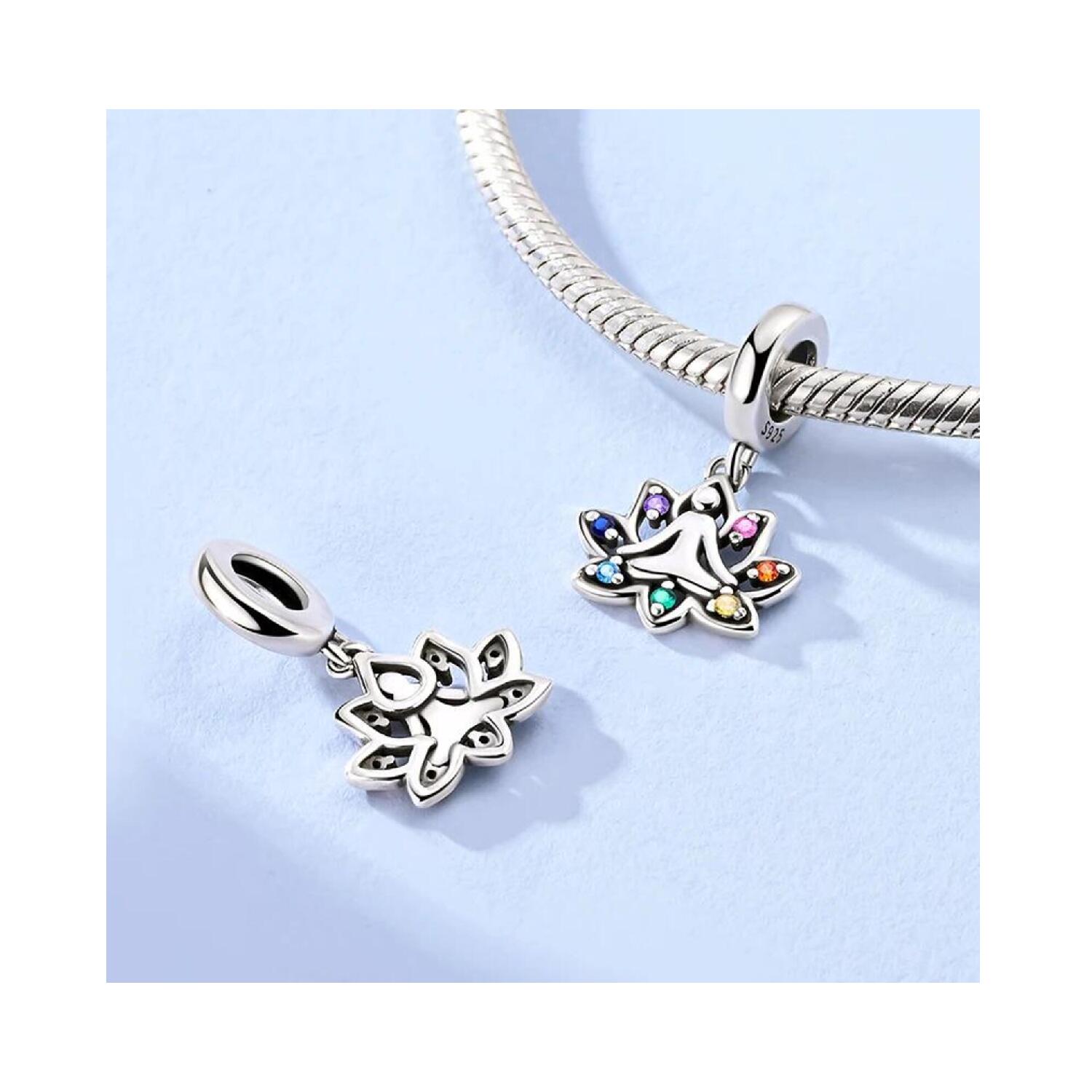 Charm Yoga Y Siete Chakras Espiritual en Plata 925 - Imagen 2