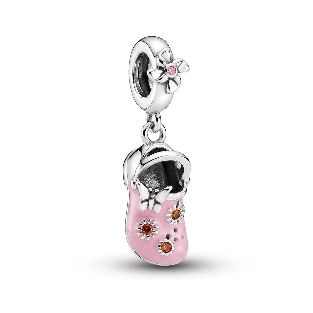 Charm Zapatilla Chancla Croc Rosa en Plata 925