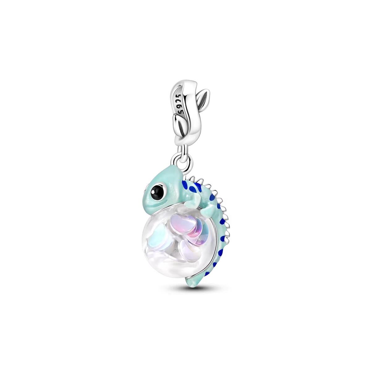 Charm Camaleón Mágico Colorido En Plata 925