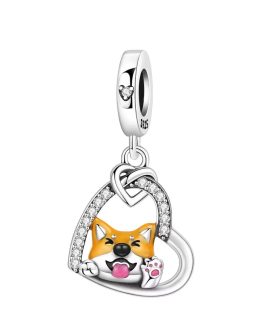 Charm Perro Shiba Inu y Corazón en Plata 925