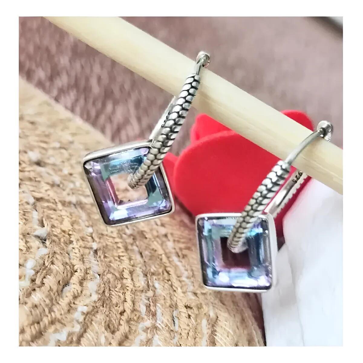 Aros Argolla Trenzada y Colgante En Plata 925 - Imagen 3