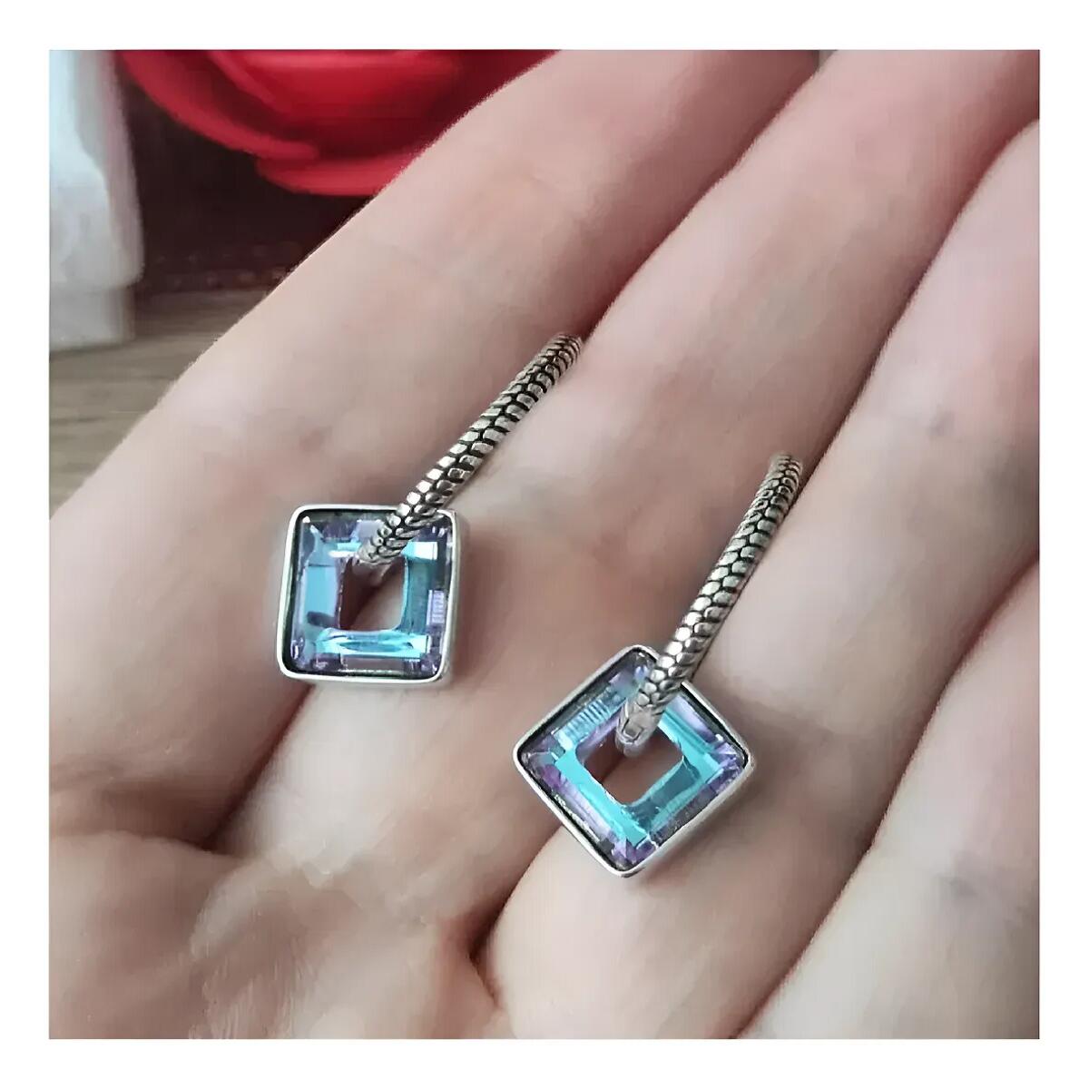 Aros Argolla Trenzada y Colgante En Plata 925 - Imagen 2