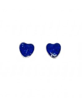 Aros Corazón Azul Lapislázuli En Plata 925