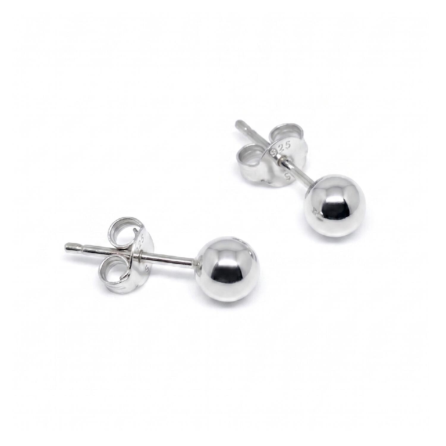Aros Esfera Brillante En Plata 925 - Imagen 2